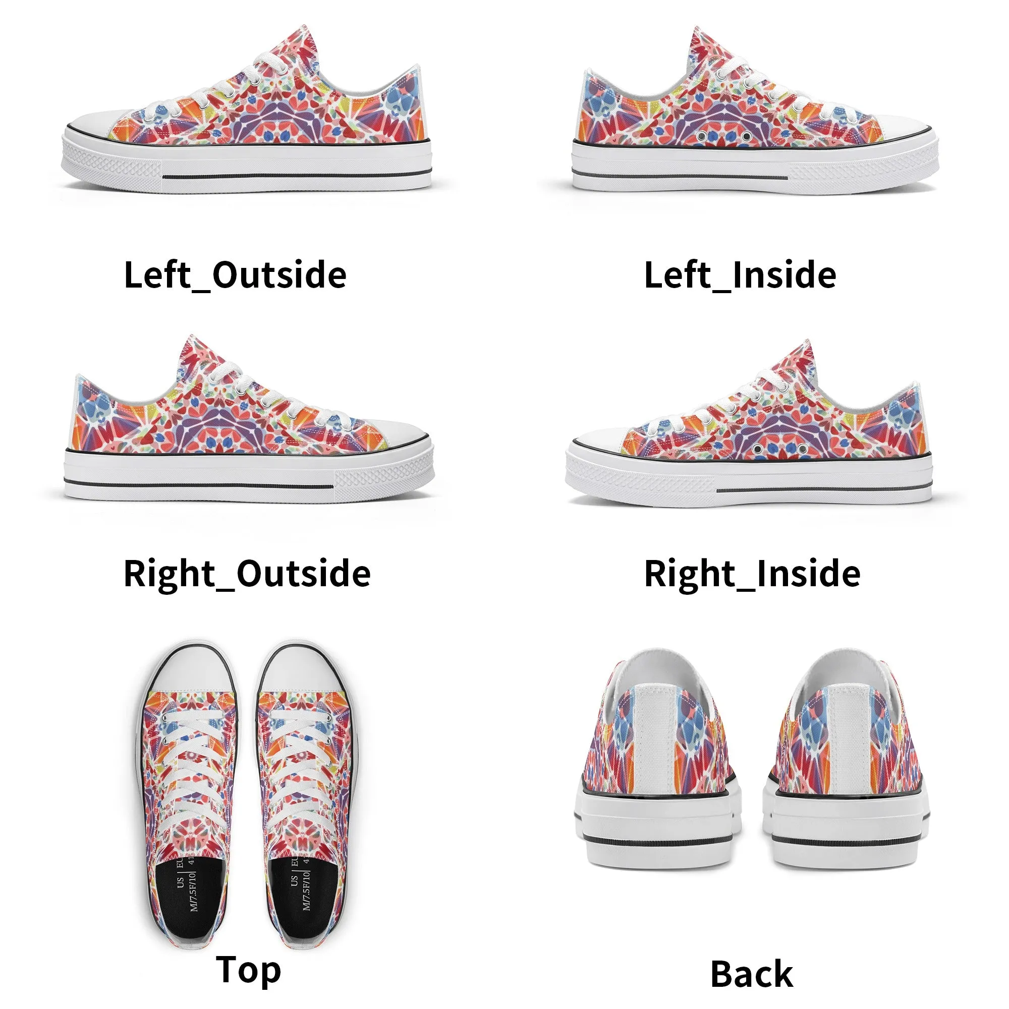 Purple, Orange and Blue Mandala Pattern - Mens Classic Low Top Canvas Shoes for Footwear Lovers